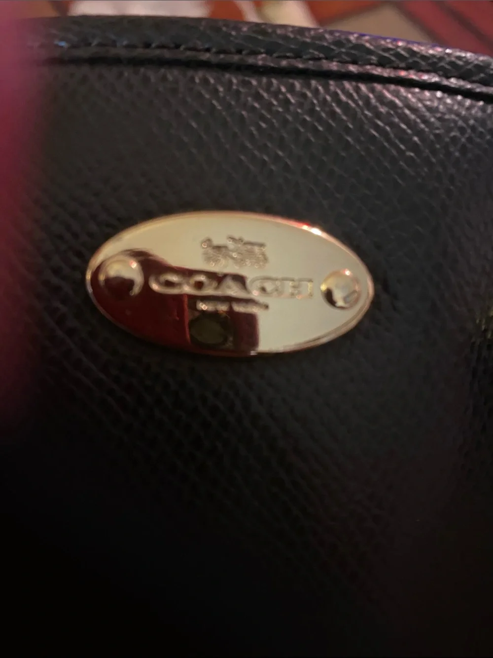Coach Black Leather Satchel with Gold Accents